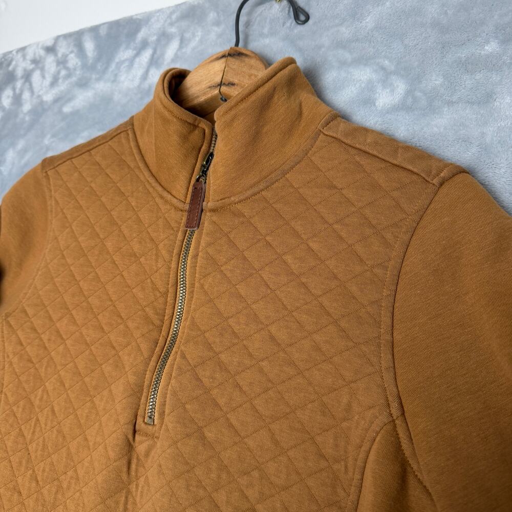 L.L.‎ Bean Women’s Quilted Quarter 1/4 Zip Pullover Sweatshirt XS P Saddle Tan